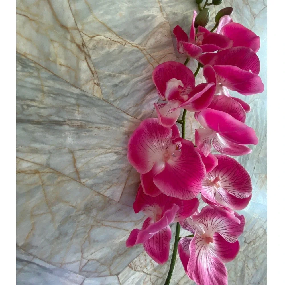 Fuchsia Pink Artificial Orchid Stem Realistic Silk Phalaenopsis Floral Decor
